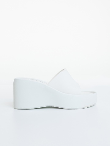 Papuci dama cu platforma albi din piele ecologica Myrtle - Img 4