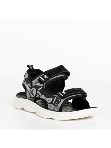 Sandale copii negre cu gri din material textil Tihana