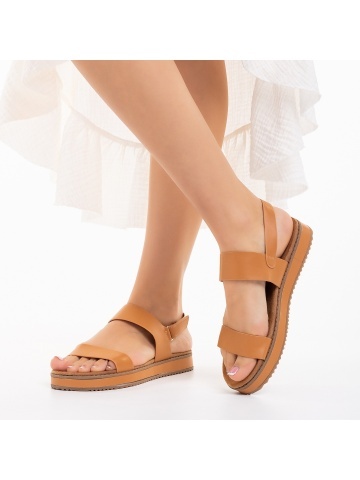 Sandale dama camel din piele ecologica Shahar