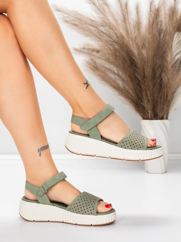 Sandale dama cu platforma verzi din piele ecologica Braesha - Img 4