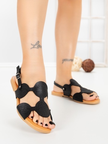 Sandale dama cu talpa joasa negre Belloria