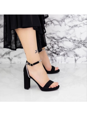 Sandale dama negre din material textil Geovana