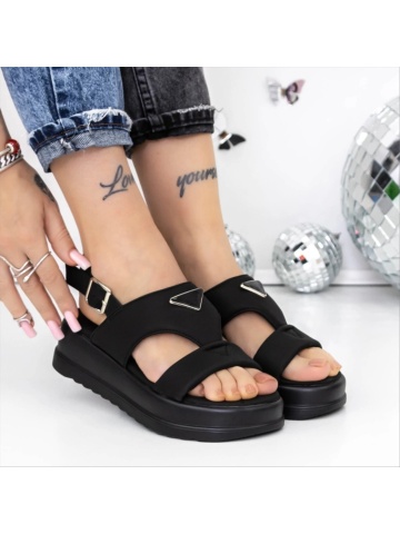 Sandale dama negre din material textil Misura