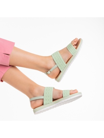 Sandale dama verzi din material textil Polly