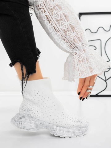 Sneakers dama albi din material textil Ivriel - Img 5