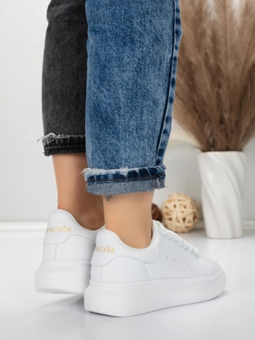 Sneakers dama albi din piele ecologica Aselia - Img 2