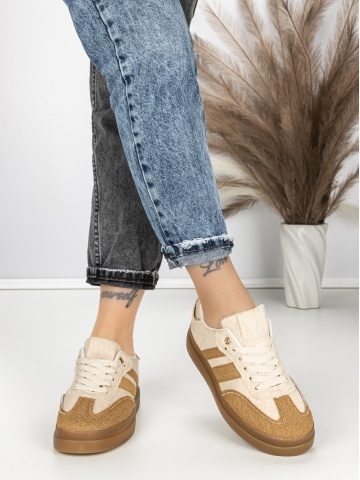 Sneakers dama maro deschis din material textil Avoria - Img 2