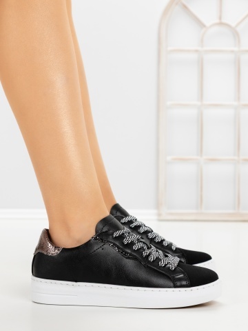 Sneakers dama negri din piele ecologica Eqacria - Img 3