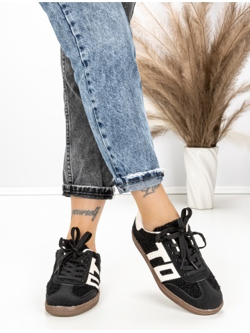 Sneakers dama negri din piele ecologica si material textil Celestia - Img 2