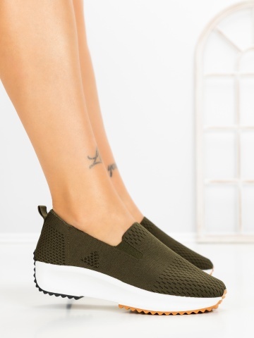 Sneakers dama verzi din material textil Dumira - Img 3