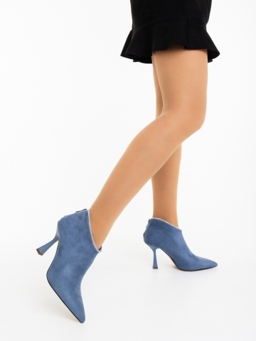 Botine dama albastre din material textil Marida - Img 4