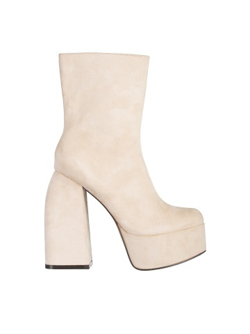 Botine dama bej din material textil cu toc Edie - Img 6