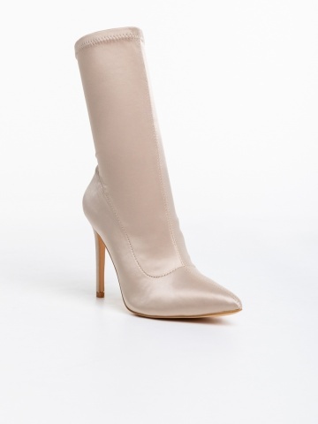Botine dama bej din material textil Lionesse