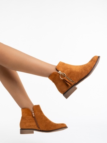 Botine dama camel din material textil Sharyl - Img 2