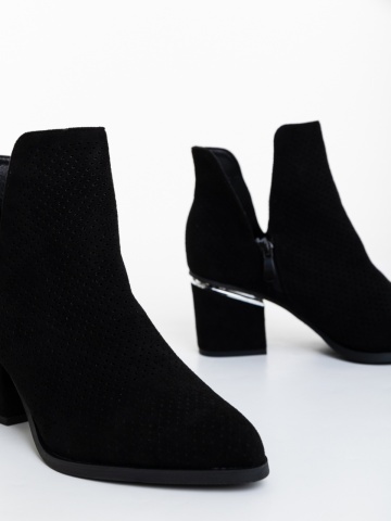 Botine dama cu toc negre din material textil Clavera - Img 5