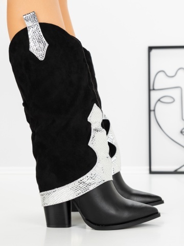 Ciocate dama negre din material textil Azorna - Img 3