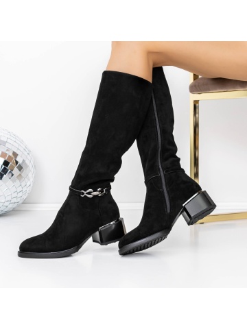 Cizme dama negre din material textil Adira - Img 3