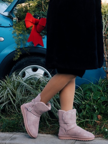 Cizme dama roz din material textil Vivara
