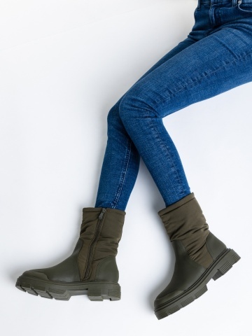 Cizme dama verzi din piele ecologica si material textil Nermina