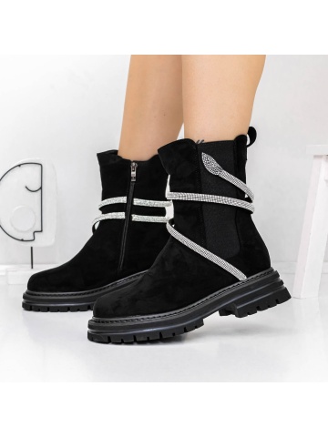 Ghete dama negre din material textil Varuna