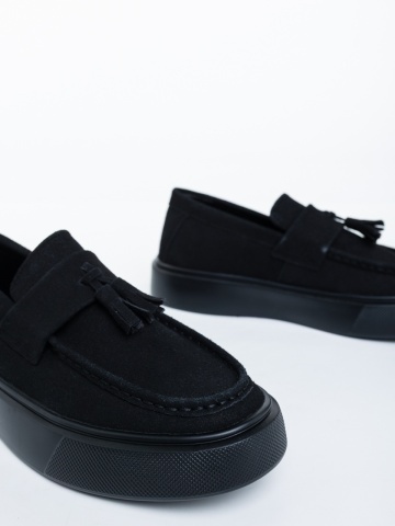 Mocasini barbati negri din material textil Pascal - Img 3