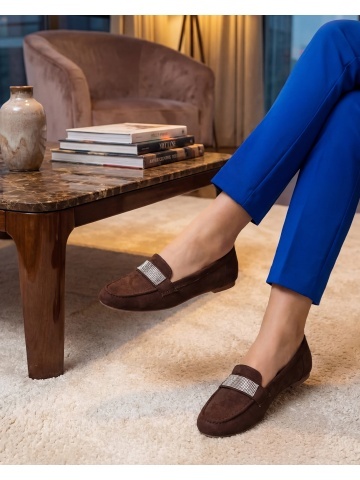 Mocasini dama maro din material textil Ibbie