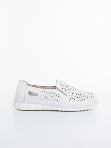 Pantofi casual dama albi din piele ecologica Hasara - Img 4