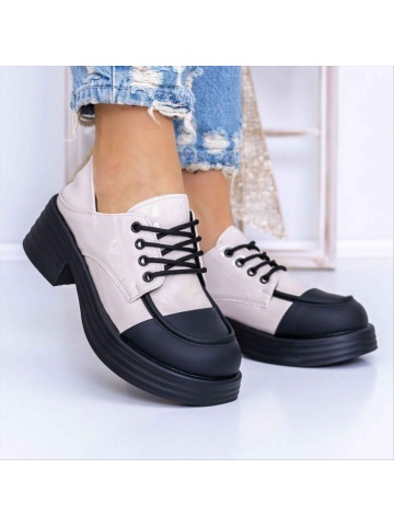 Pantofi casual dama bej din piele ecologica Yaiza