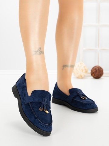 Pantofi casual dama bleumarin din material textil Kireva