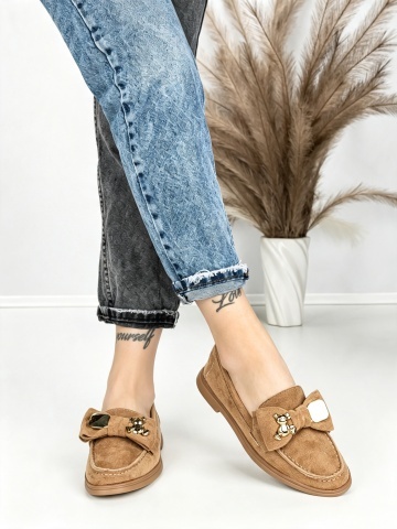 Pantofi casual dama maro deschis din material textil Zanzaya - Img 2