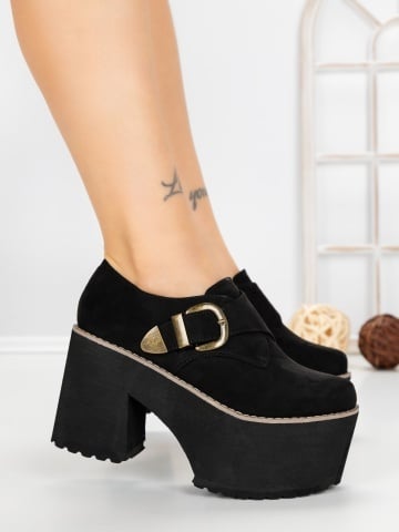 Pantofi casual dama negri din material textil Melvona - Img 3
