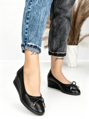 Pantofi casual dama negri din piele ecologica Daziora