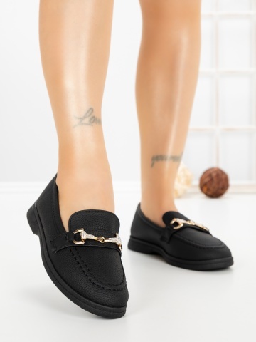 Pantofi casual dama negri din piele ecologica Elanora