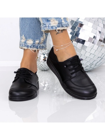 Pantofi casual dama negri din piele ecologica Elazira - Img 3