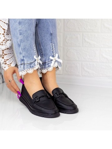 Pantofi casual dama negri din piele ecologica Fidora