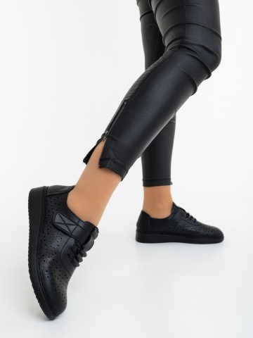 Pantofi casual dama negri din piele ecologica Neara