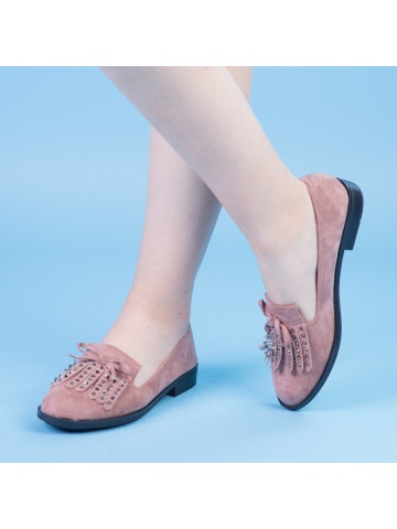 Pantofi casual dama roz din material textil Faylena - Img 4