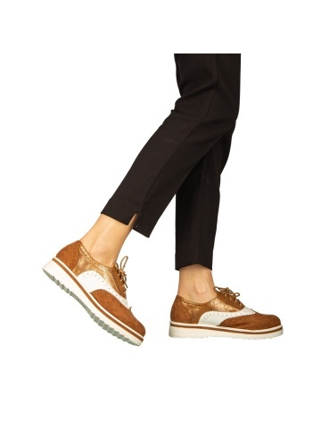 Pantofi dama casual fara toc din piele ecologica camel Darme