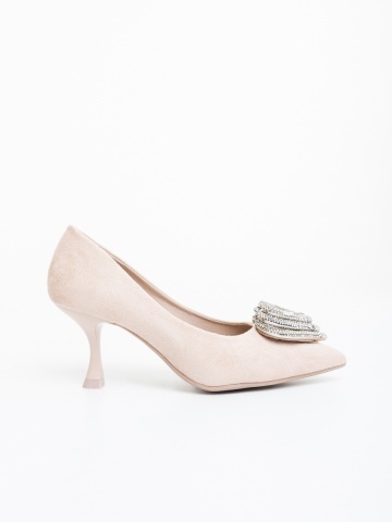 Pantofi dama cu toc nude din material textil Harina - Img 4