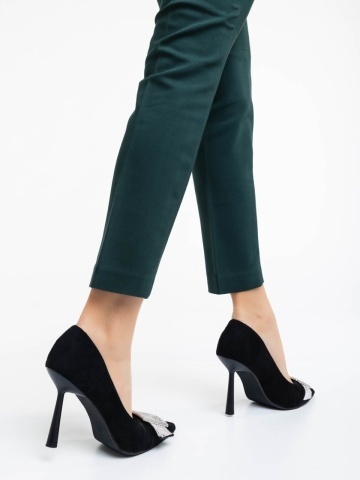 Pantofi dama negri cu toc din material textil Tiphanie - Img 3