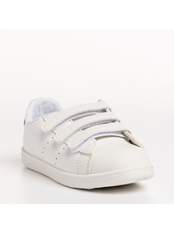 Pantofi sport copii albi cu verde din piele ecologica Barney