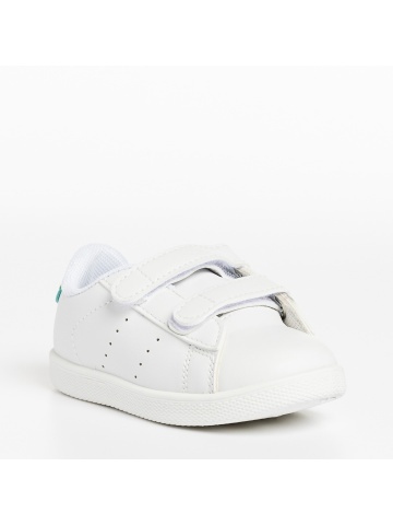 Pantofi sport copii albi cu verde din piele ecologica Frost
