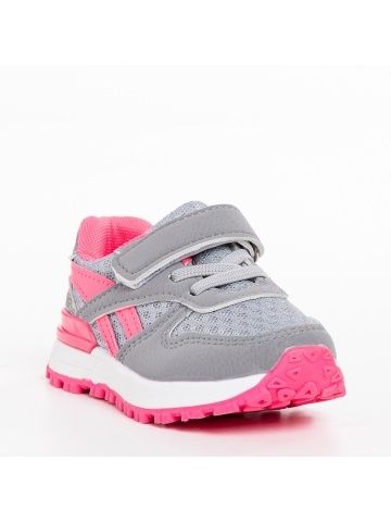 Pantofi sport copii gri cu roz din material textil Venetta