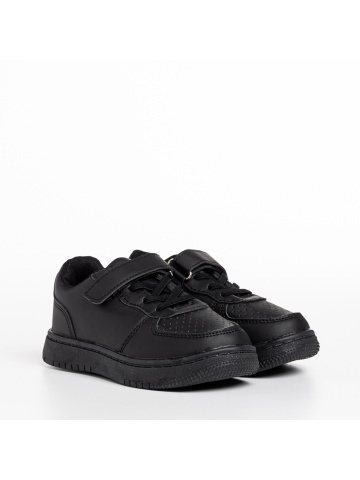 Pantofi sport copii negri din piele ecologica Ponty