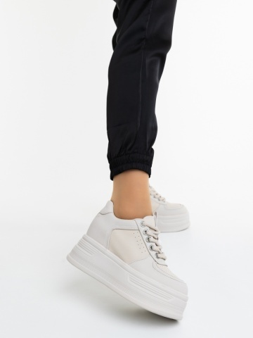 Pantofi sport dama bej din piele naturala Zetila - Img 6
