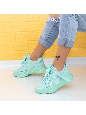 Pantofi sport dama bleu din piele naturala Dinren