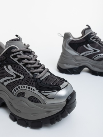 Pantofi sport dama gri din piele ecologica si material textil Kumera - Img 5