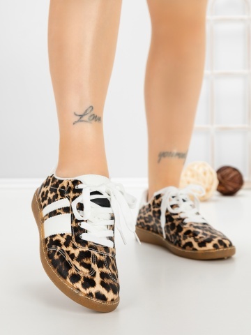 Pantofi sport dama model leopard din piele ecologica Arivela