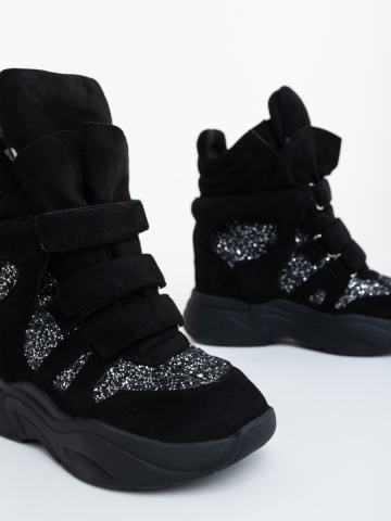 Pantofi sport dama negri cu gri din material textil Rusalka - Img 5