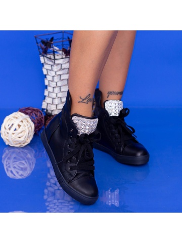Pantofi sport dama negri din material textil Fidrys - Img 4